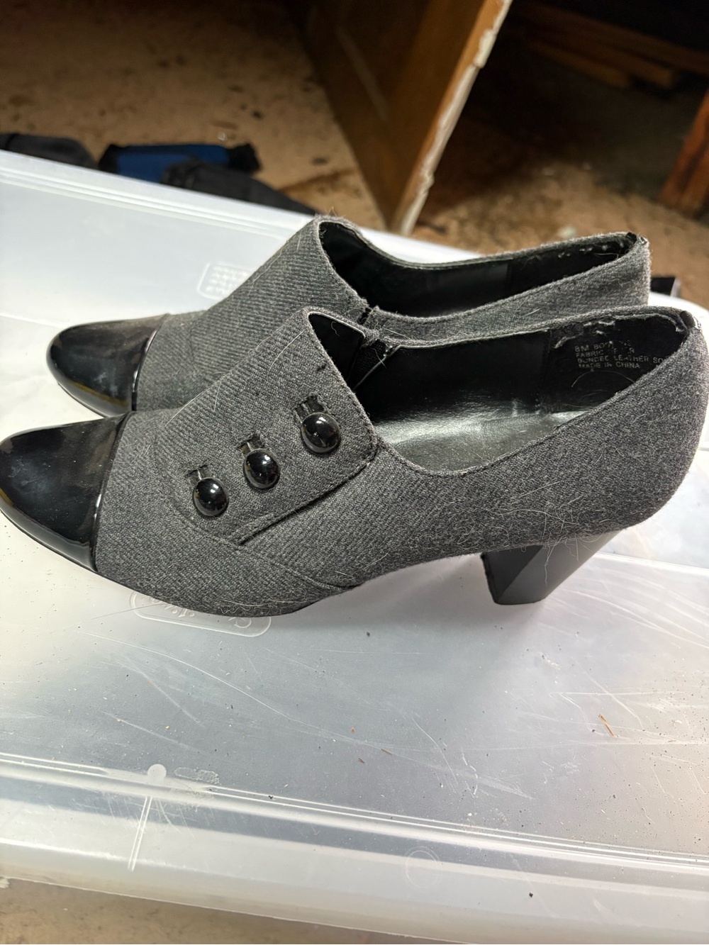 Gray Women's Closed-Toe Heeled Slip-On Shoes size 8